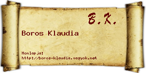 Boros Klaudia névjegykártya